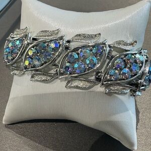 Coro Vintage Silver and Blue AB Crystal Bracelet